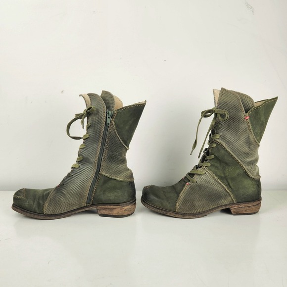 Rovers Womens Boots Green Leather Lace Up Zip Ankle Mid Calf Casual Stylish - Picture 3 of 12